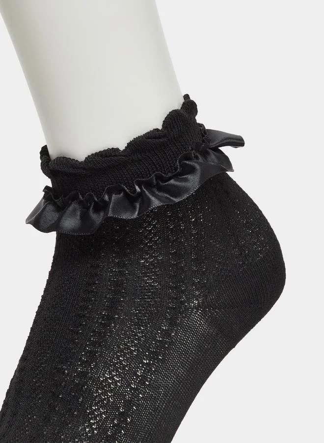 Styli Pack Of 3 - Girls Ruffled Ankle Socks